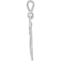 14K White Gold Large Brushed Diamond-Cut Number 24 Charm Pendant by Oro Pregiato