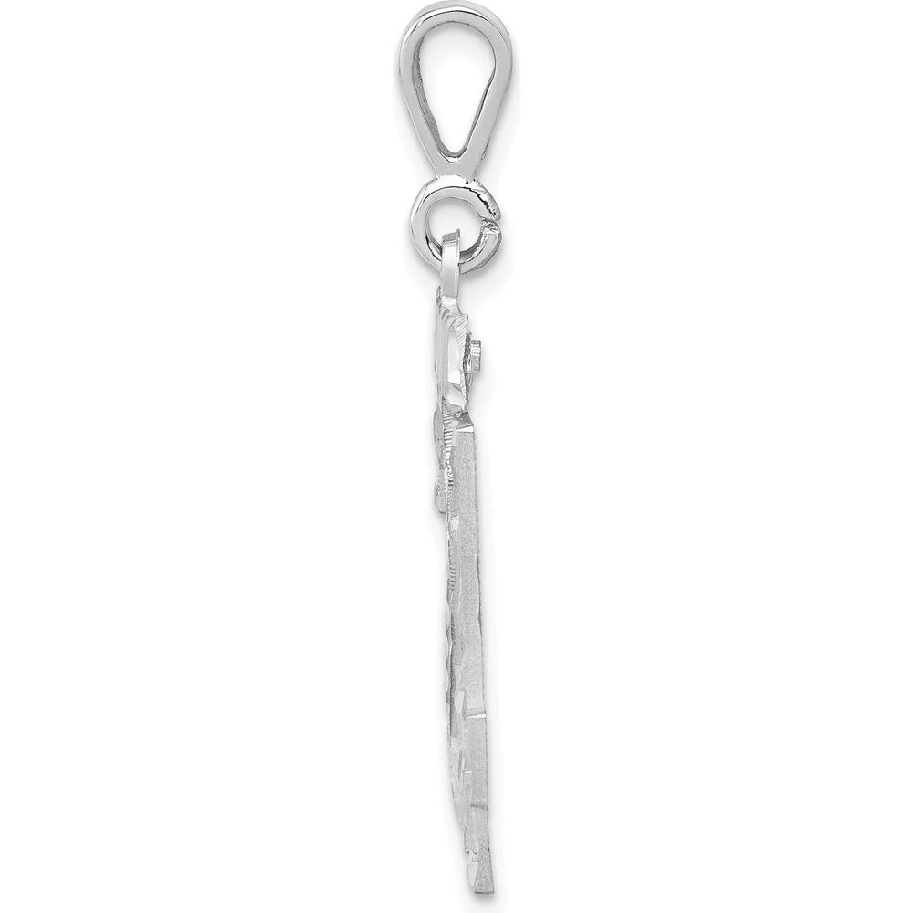 14K White Gold Large Brushed Diamond-Cut Number 24 Charm Pendant by Oro Pregiato