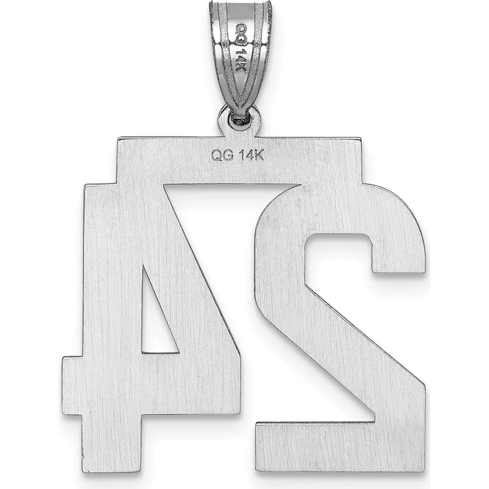 14K White Gold Large Brushed Diamond-Cut Number 24 Charm Pendant by Oro Pregiato