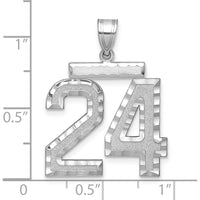 14K White Gold Large Brushed Diamond-Cut Number 24 Charm Pendant by Oro Pregiato
