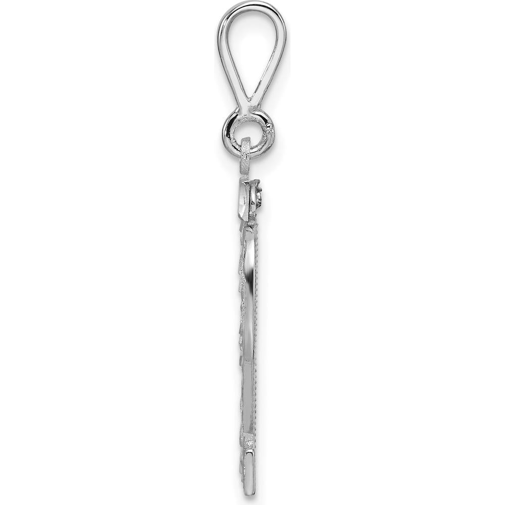 14K White Gold Large Brushed Diamond-Cut Number 32 Charm by Oro Pregiato