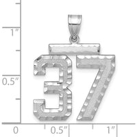 14K White Gold Large Brushed Diamond-Cut Number 37 Pendant Charm by Oro Pregiato