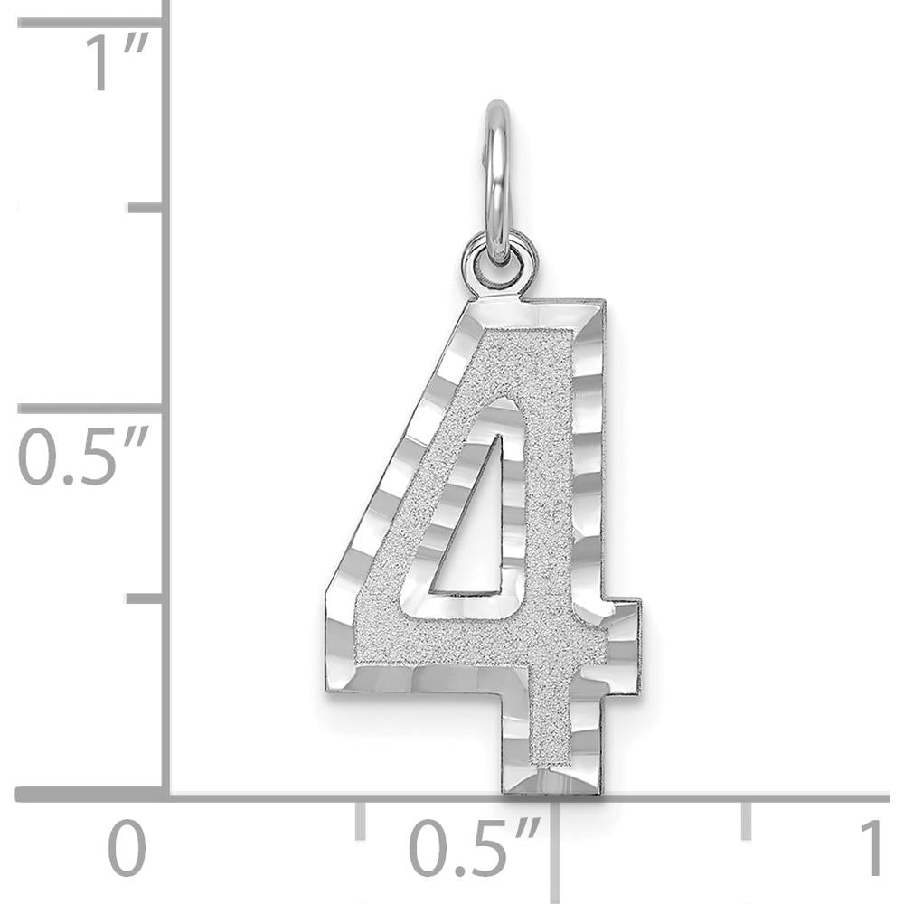 14K White Gold Large Brushed Diamond-Cut Number 4 Charm - 20.38mm by Oro Pregiato