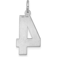 14K White Gold Large Brushed Diamond-Cut Number 4 Charm - 20.38mm by Oro Pregiato
