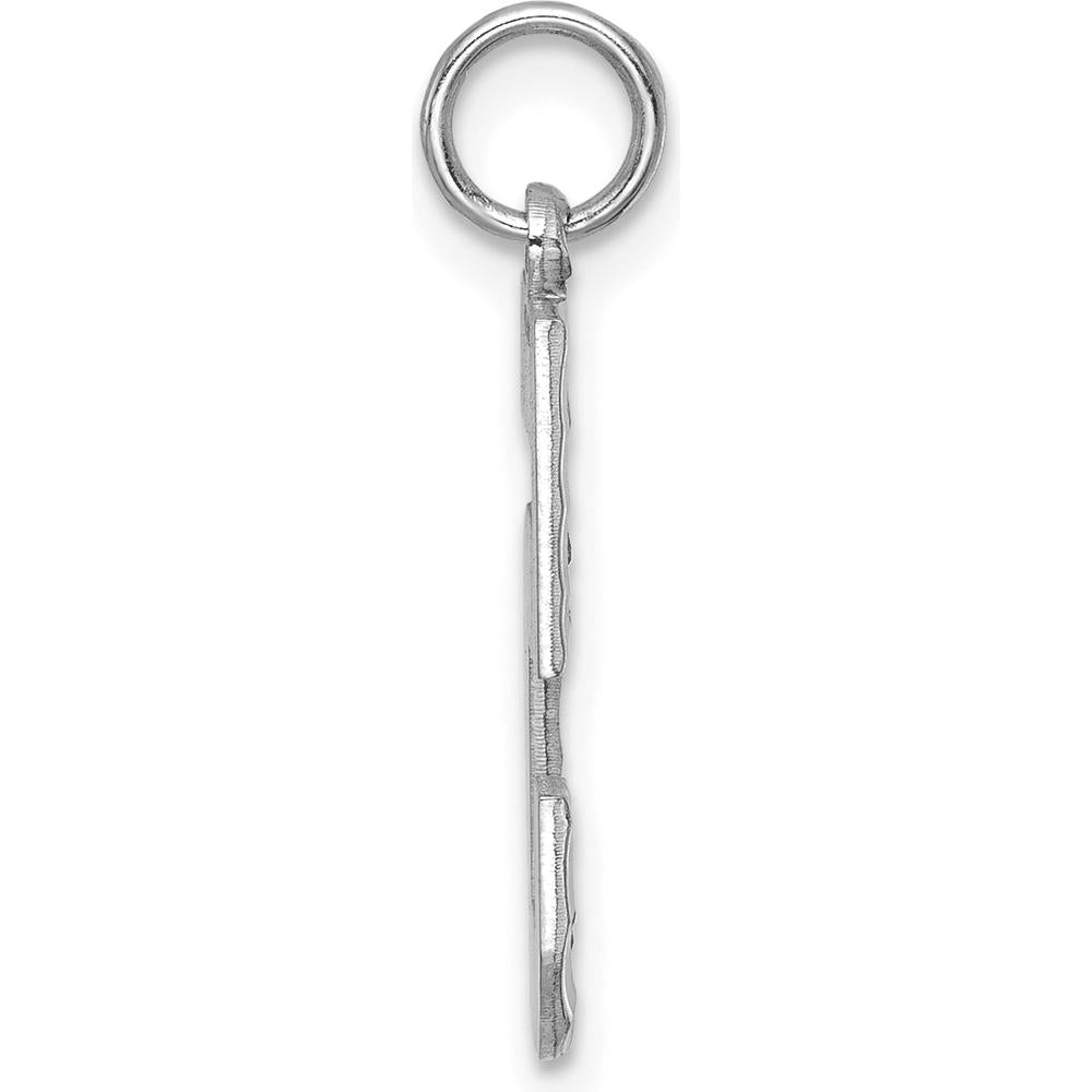 14K White Gold Large Brushed Diamond-Cut Number 5 Charm - Modern Textured Pendant by Oro Pregiato