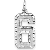 14K White Gold Large Brushed Diamond-Cut Number 6 Charm by Oro Pregiato