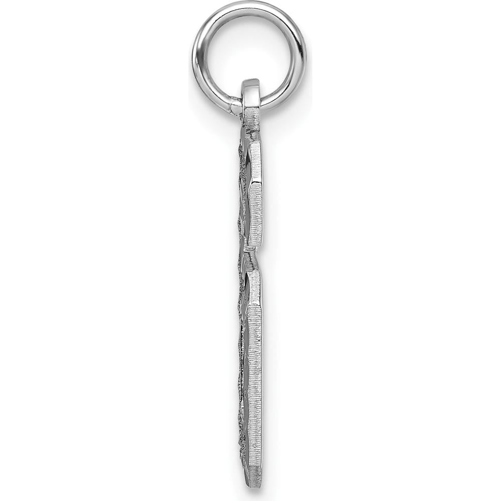 14K White Gold Large Brushed Diamond-Cut Number 6 Charm by Oro Pregiato