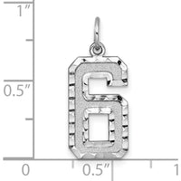 14K White Gold Large Brushed Diamond-Cut Number 6 Charm by Oro Pregiato