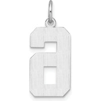 14K White Gold Large Brushed Diamond-Cut Number 6 Charm by Oro Pregiato