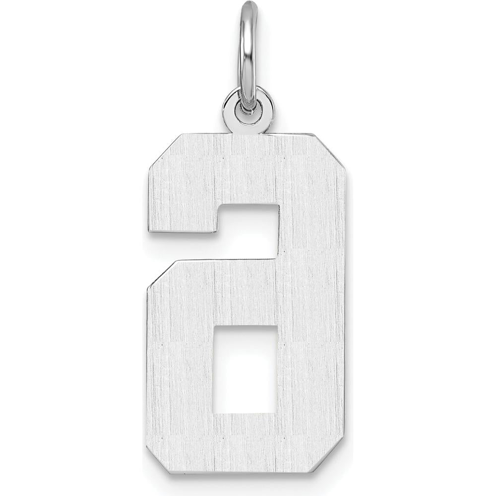 14K White Gold Large Brushed Diamond-Cut Number 6 Charm by Oro Pregiato