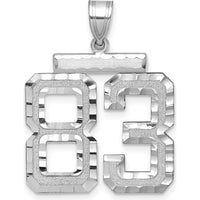 14K White Gold Large Brushed Diamond-Cut Number 83 Charm by Oro Pregiato