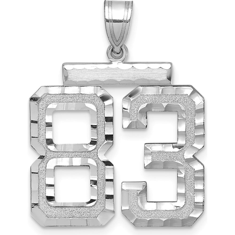 14K White Gold Large Brushed Diamond-Cut Number 83 Charm by Oro Pregiato