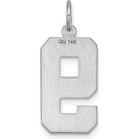 14K White Gold Large Brushed Diamond-Cut Number 9 Charm - Rhodium-Plated Finish by Oro Pregiato