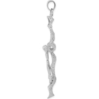 14K White Gold Large Crucifix Pendant - Polished & Brushed Finish with Rhodium Plating by Oro Pregiato