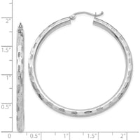 14K White Gold Large Diamond-Cut Hoop Earrings - 60mm Length by 0