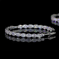 14K White Gold Large Diamond Hoop Earrings with East-West Oval Cut Lab Diamonds - 5.61 Carats Total Diamond Weight - Covaloro Fine Jewelry