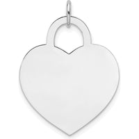 14K White Gold Large Engravable Heart Pendant - Personalized Charm with Polished Finish by Oro Pregiato