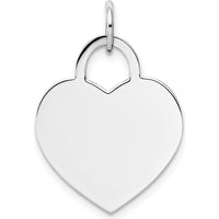 14K White Gold Large Engravable Heart Pendant - Polished Finish with Rhodium Coating by Oro Pregiato