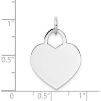 14K White Gold Large Engravable Heart Pendant - Polished Finish with Rhodium Coating by Oro Pregiato