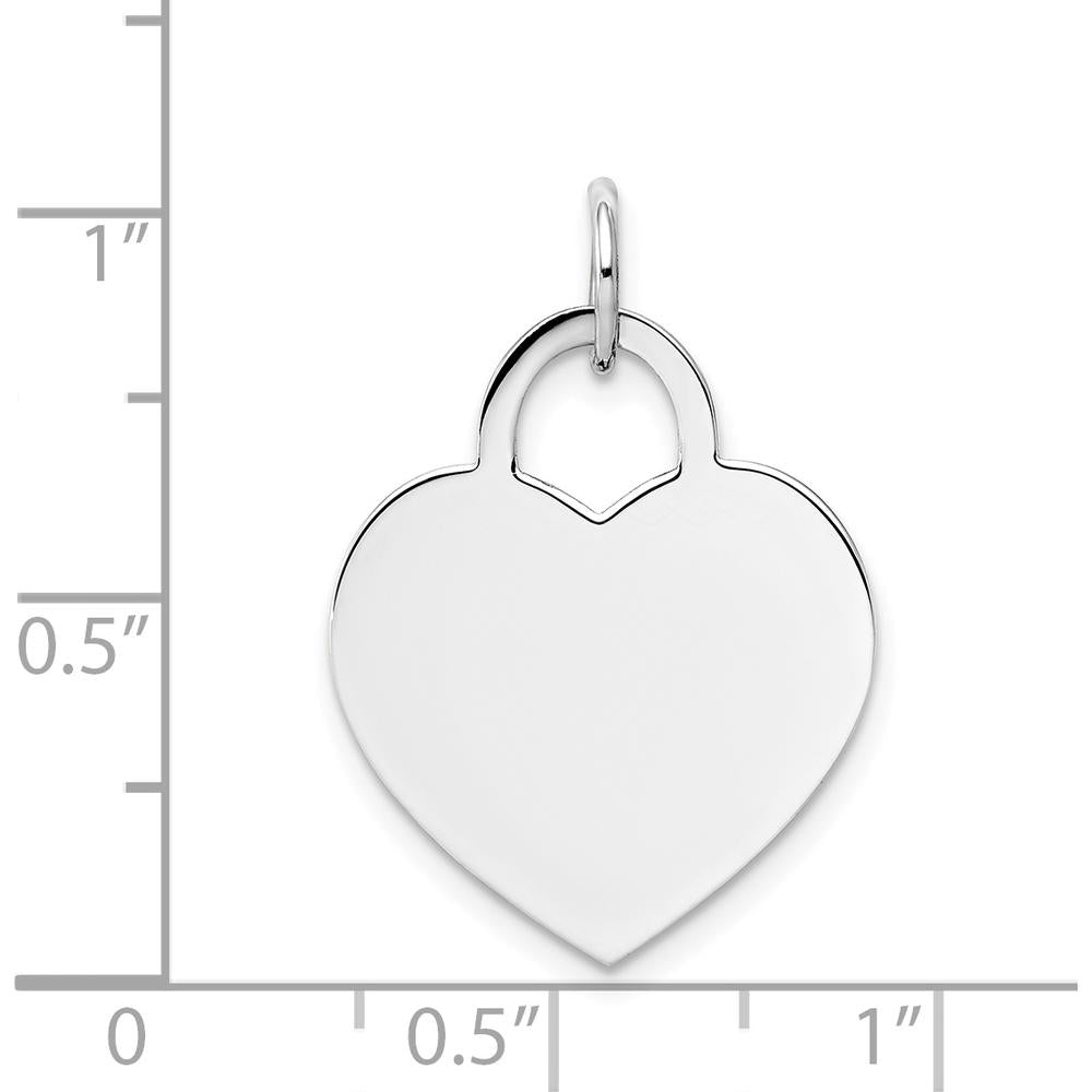 14K White Gold Large Engravable Heart Pendant - Polished Finish with Rhodium Coating by Oro Pregiato