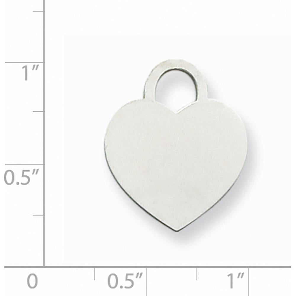 14K White Gold Large Engravable Heart Pendant with Polished Finish and Rhodium Plating by Oro Pregiato