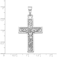 14K White Gold Large Filigree Crucifix Pendant - Rhodium Plated by Oro Pregiato