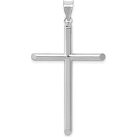 14K White Gold Large Hollow Cross Pendant with Polished Finish by Oro Pregiato