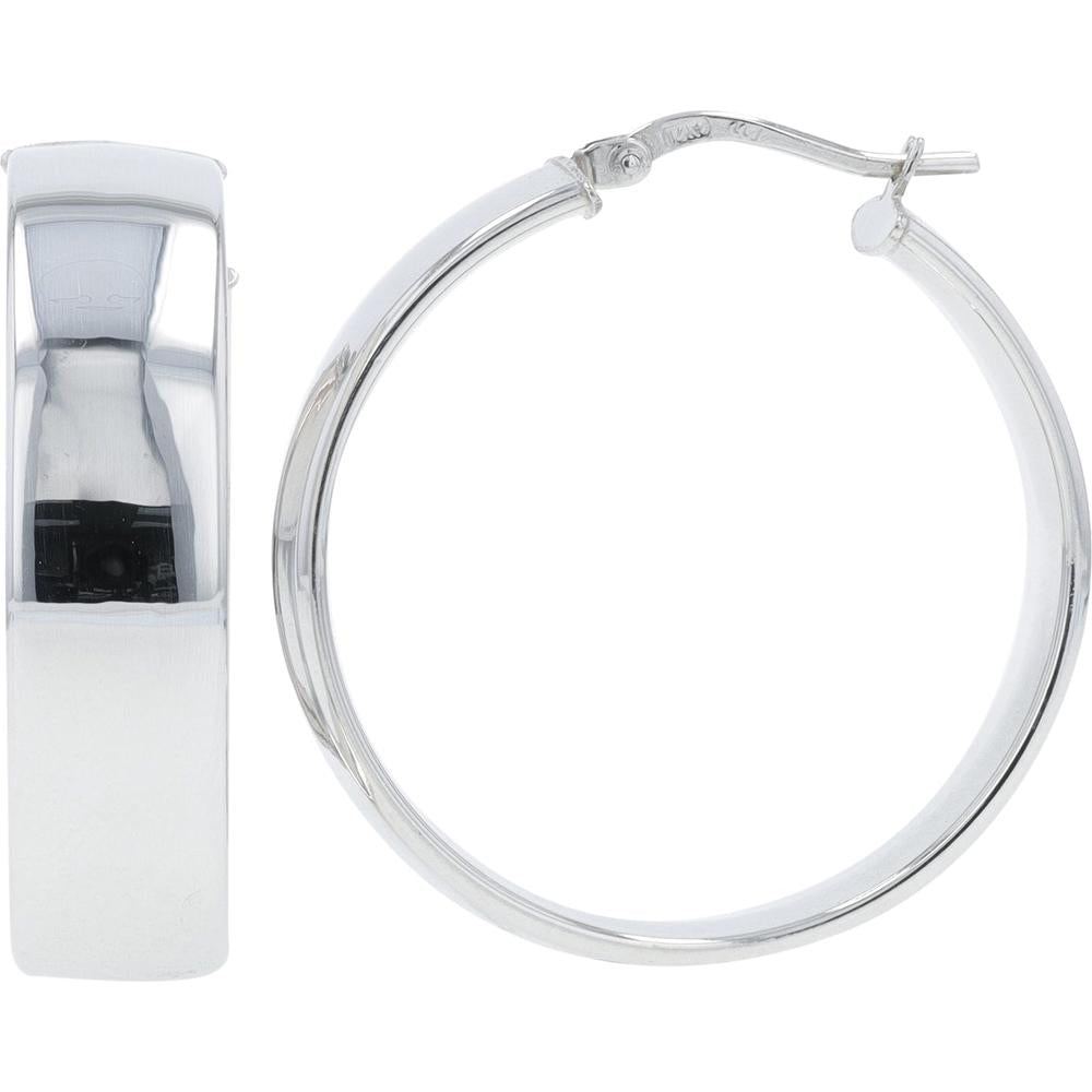 14K White Gold Large Hoop Earrings - 4.55g Total Weight