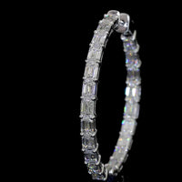 14K White Gold Large Hoop Earrings with East-West Emerald Cut Lab Diamonds - 4.85 Carats Total Diamond Weight - Covaloro Fine Jewelry