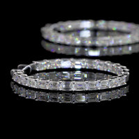 14K White Gold Large Hoop Earrings with East-West Emerald Cut Lab Diamonds - 4.85 Carats Total Diamond Weight - Covaloro Fine Jewelry
