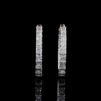 14K White Gold Large Hoop Earrings with East-West Prong Set Radiant Cut Lab Diamonds - 9.60 Carats Total Diamond Weight - Covaloro Fine Jewelry