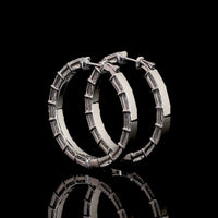 14K White Gold Large Hoop Earrings with East-West Prong Set Radiant Cut Lab Diamonds - 9.60 Carats Total Diamond Weight - Covaloro Fine Jewelry
