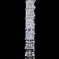 14K White Gold Large Hoop Earrings with East-West Radiant Cut Lab Diamonds - 6.99 Carats Total Diamond Weight - Covaloro Fine Jewelry