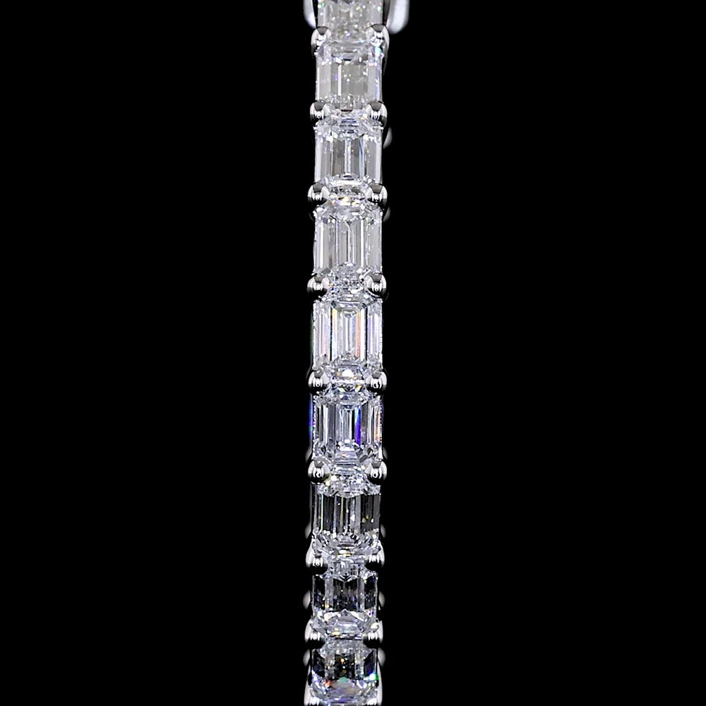 14K White Gold Large Hoop Earrings with East-West Set Emerald Cut Lab Diamonds - 1.86 Carats Total Weight, E-F Color, VS Clarity - Covaloro Fine Jewelry