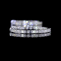 14K White Gold Large Hoop Earrings with East-West Set Emerald Cut Lab Diamonds - 1.86 Carats Total Weight, E-F Color, VS Clarity - Covaloro Fine Jewelry