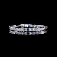 14K White Gold Large Hoop Earrings with East-West Set Emerald Cut Lab Diamonds - 1.86 Carats Total Weight, E-F Color, VS Clarity - Covaloro Fine Jewelry