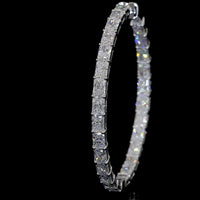 14K White Gold Large Hoop Earrings with East-West Set Radiant Cut Lab Diamonds - 6.40 Carat Total Diamond Weight - Covaloro Fine Jewelry