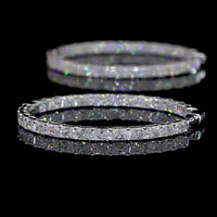 14K White Gold Large Hoop Earrings with East-West Set Radiant Cut Lab Diamonds - 6.40 Carat Total Diamond Weight - Covaloro Fine Jewelry
