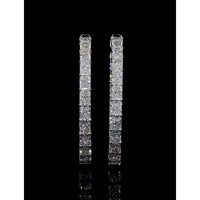 14K White Gold Large Hoop Earrings with East-West Set Radiant Cut Lab Diamonds - 8.88 Carat Total Diamond Weight - Covaloro Fine Jewelry