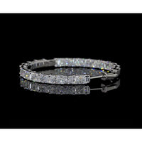14K White Gold Large Hoop Earrings with East-West Set Radiant Cut Lab Diamonds - 8.88 Carat Total Diamond Weight - Covaloro Fine Jewelry