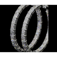 14K White Gold Large Hoop Earrings with East-West Set Radiant Cut Lab Diamonds - 8.88 Carat Total Diamond Weight - Covaloro Fine Jewelry