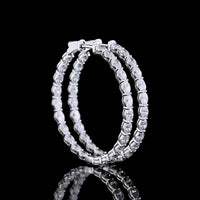 14K White Gold Large Hoop Earrings with Prong-Set Oval Lab Diamonds - 4.73 Carat Total Diamond Weight (East-West Orientation) - Covaloro Fine Jewelry