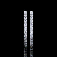 14K White Gold Large Hoop Earrings with Prong-Set Oval Lab Diamonds - 4.73 Carat Total Diamond Weight (East-West Orientation) - Covaloro Fine Jewelry
