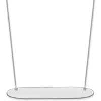 14K White Gold Large Oblong Bar Pendant Necklace with Engraving Option - 18-inch Cable Chain by Oro Pregiato