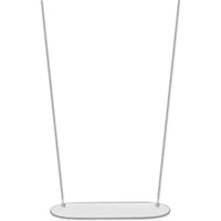 14K White Gold Large Oblong Bar Pendant Necklace with Engraving Option - 18-inch Cable Chain by Oro Pregiato