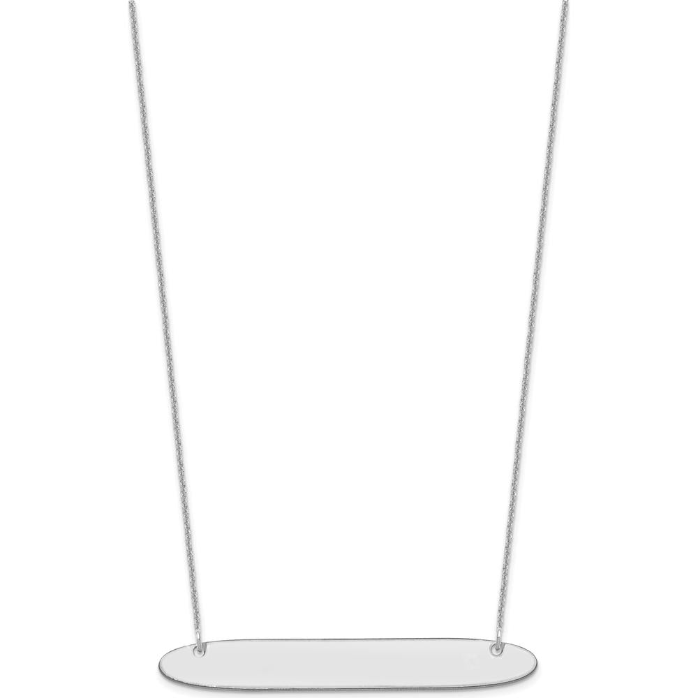 14K White Gold Large Oblong Bar Pendant Necklace with Engraving Option - 18-inch Cable Chain by Oro Pregiato