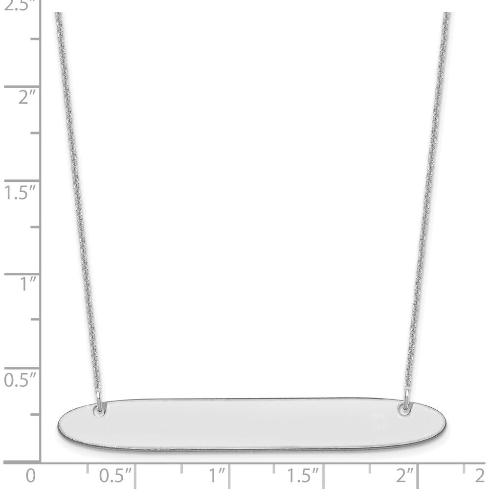 14K White Gold Large Oblong Bar Pendant Necklace with Engraving Option - 18-inch Cable Chain by Oro Pregiato