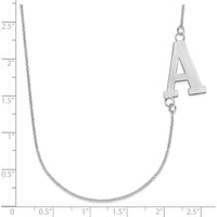 14K White Gold Large Offset Initial Necklace with Polished Finish and Rhodium Plating - Personalized Pendant by Oro Pregiato