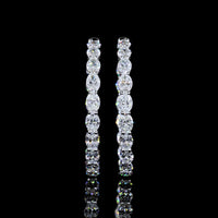 14K White Gold Large Oval Hoop Earrings with East-West Prong Set Lab Diamonds - 7.72 Carat Total Weight - Covaloro Fine Jewelry