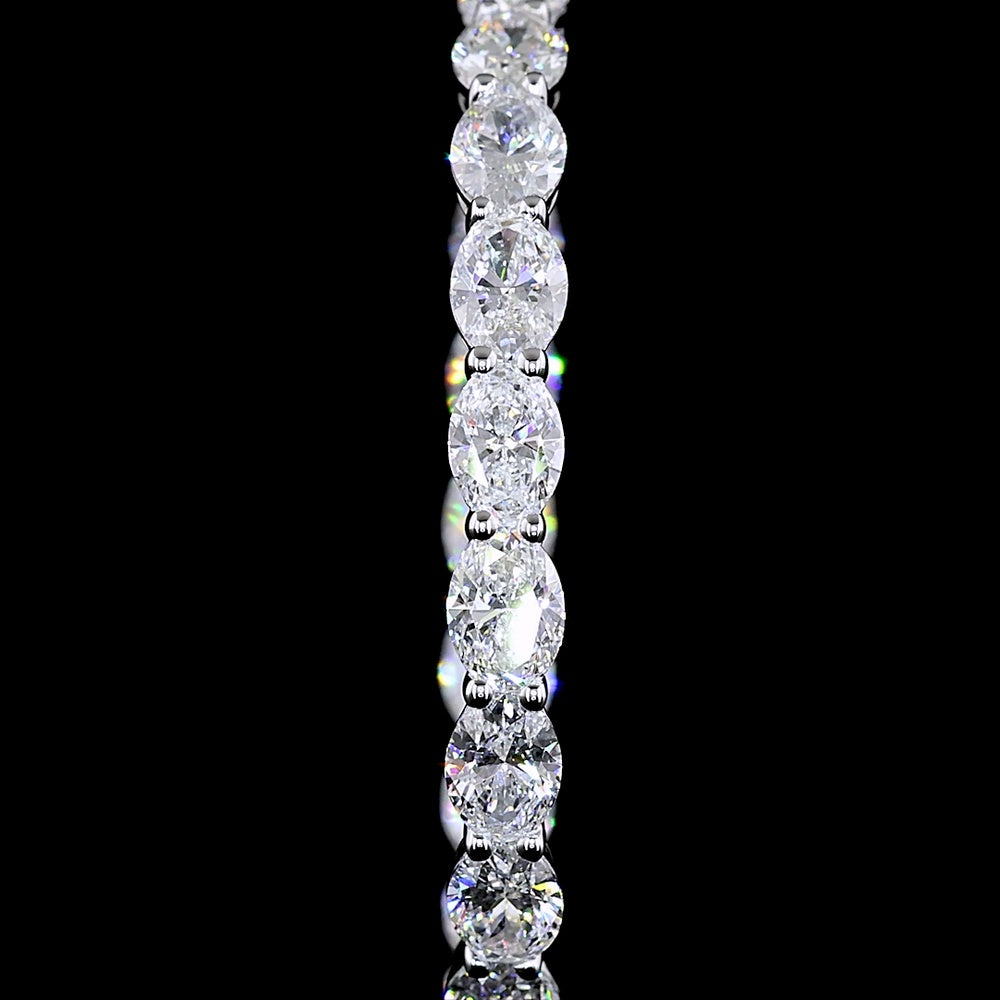14K White Gold Large Oval Hoop Earrings with East-West Prong Set Lab Diamonds - 7.72 Carat Total Weight - Covaloro Fine Jewelry